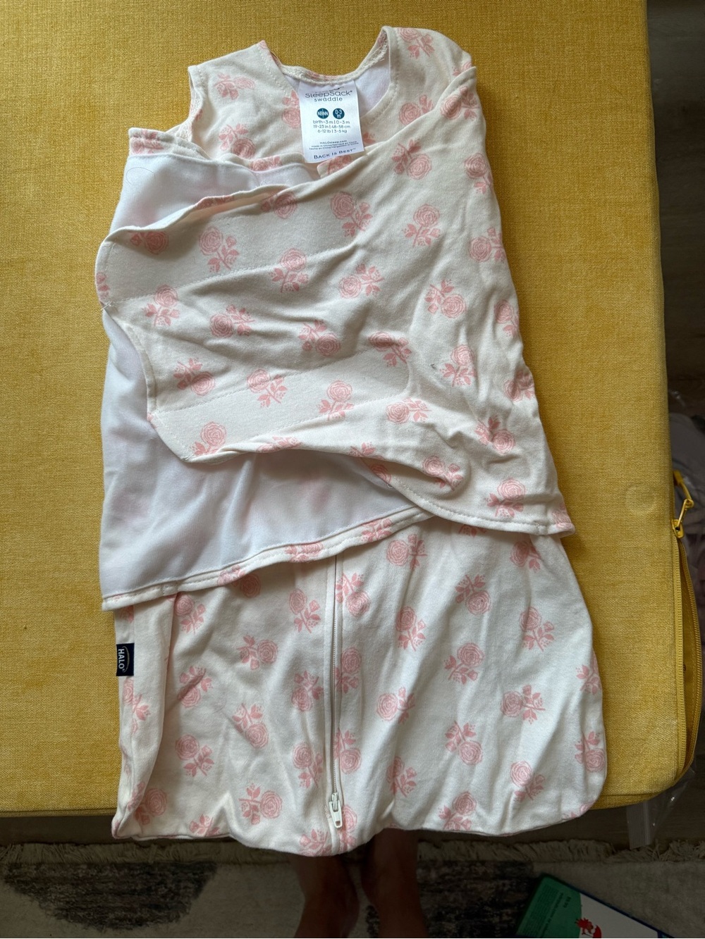 Halo Baby Sleep Sack with Pink Rose Print